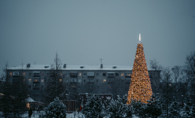 Утлар белән балкып тор, чыршы